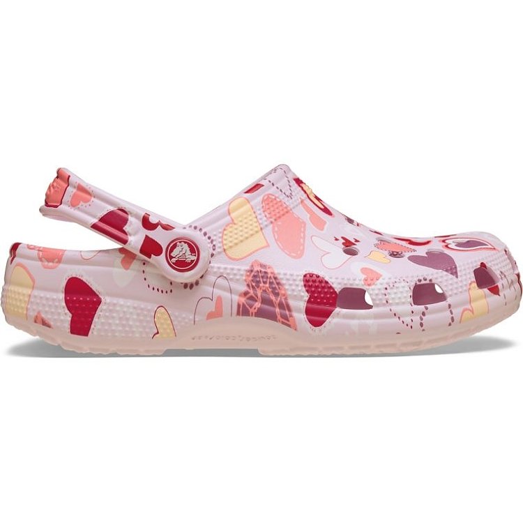 Παιδικά Σαμπό Crocs V-day Clog K-Pink Milk/Hearts για Κορίτσια (Μεγέθη 28-35) ΠΟΛΥΧΡΩΜΟ