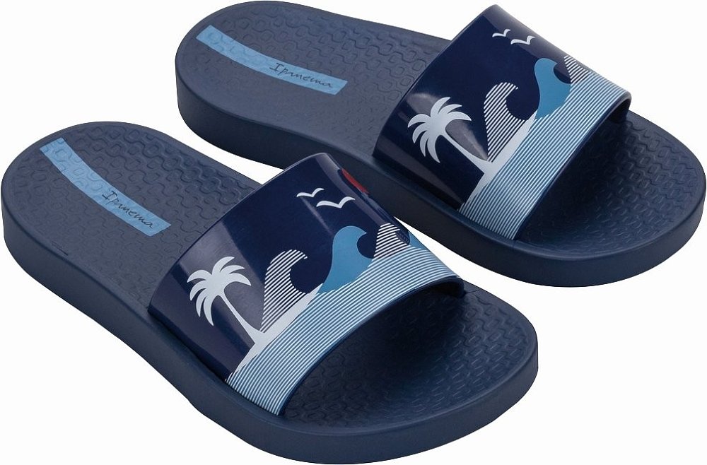 IPANEMA Παιδικές Σαγιονάρες Ipanema Urban Slide για Αγόρια Navy Waves (Μεγέθη 27-36) ΜΠΛΕ