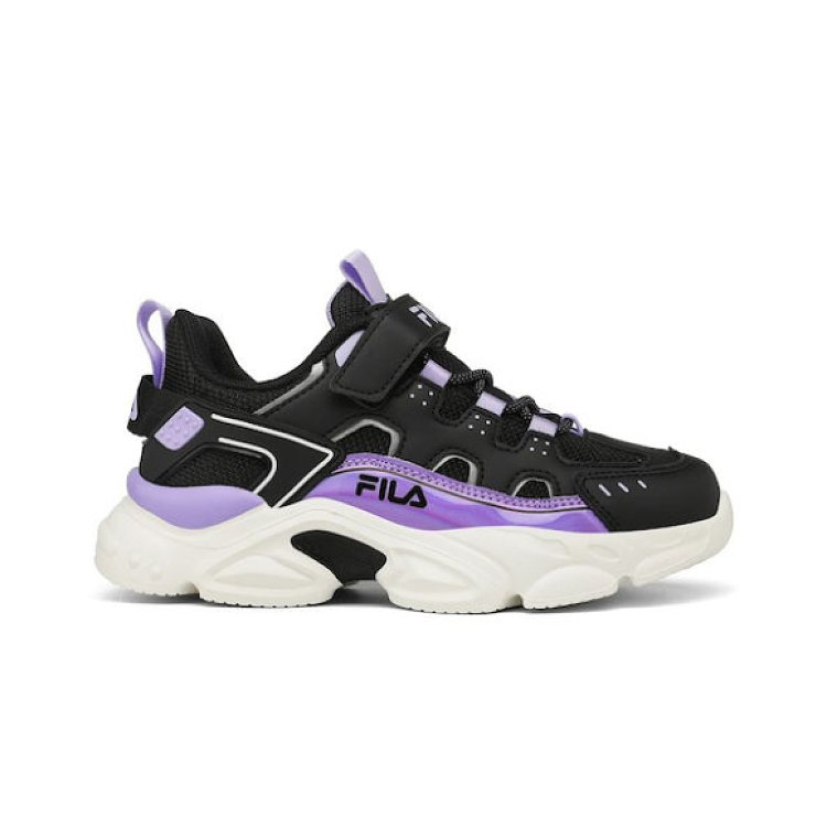 Παιδικά Παπούτσια Fila Memory Spinel για Κορίτσια Black/Purple (Μεγέθη 28-34) ΜΑΥΡΟ