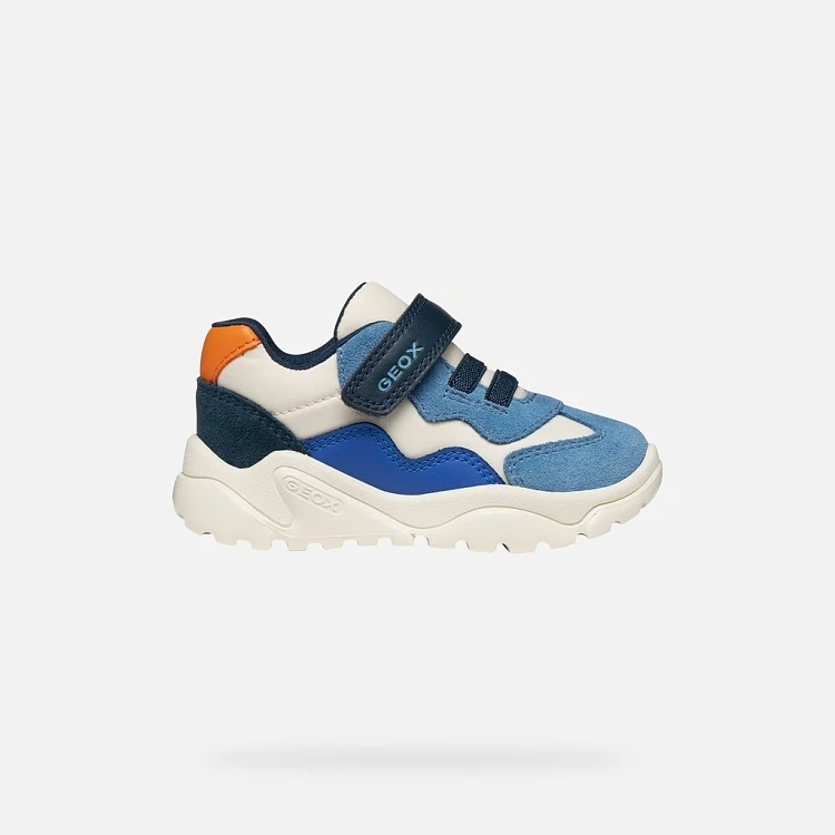 GEOX Βρεφικά Παπούτσια Geox Ciufciuf για Αγόρια Ivory/Light Blue (Μεγέθη 20-27) ΠΟΛΥΧΡΩΜΟ