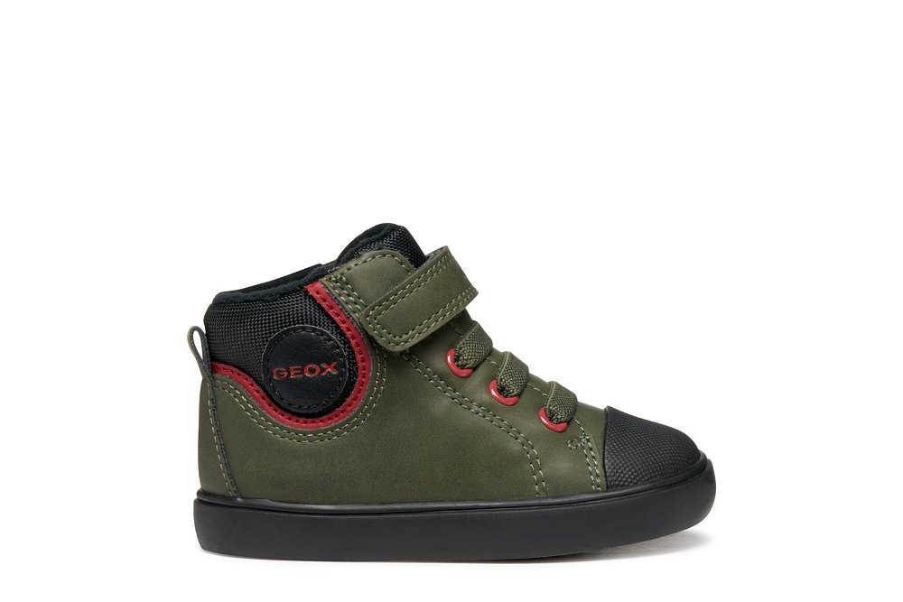 GEOX Βρεφικά Παπούτσια Geox B Gisli για Αγόρια Chaki/Red (Μεγέθη 22-27) ΠΡΑΣΙΝΟ