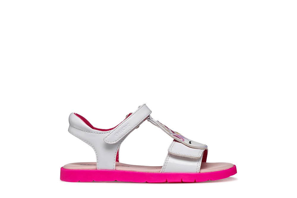 Παιδικά Πέδιλα Geox Sandal Joyfoot για Κορίτσια White/Fluo Fuchsia (Μεγέθη 25-35) ΛΕΥΚΟ