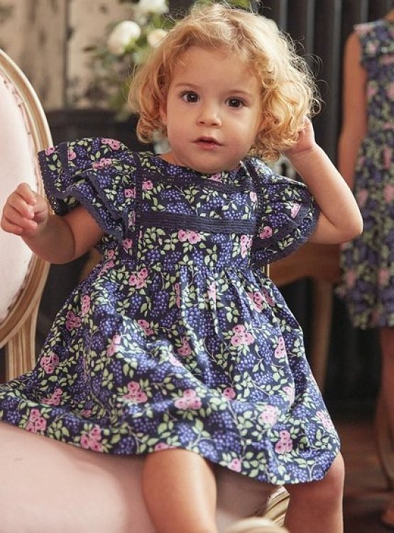 SERGENT MAJOR Βρεφικό Φόρεμα για Κορίτσια Navy Blue Flowers ΜΠΛΕ