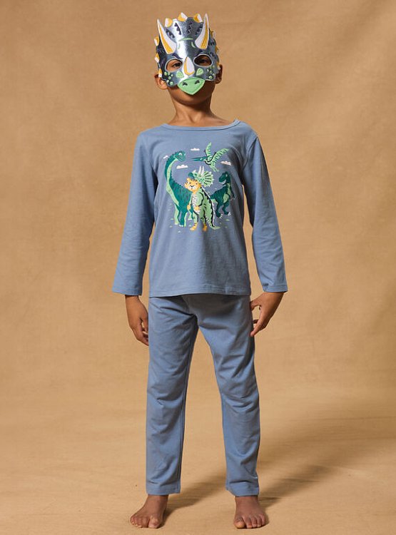 SERGENT MAJOR Σετ Παιδικές Πιτζάμες για Αγόρια Blue Dinosaur ΜΠΛΕ