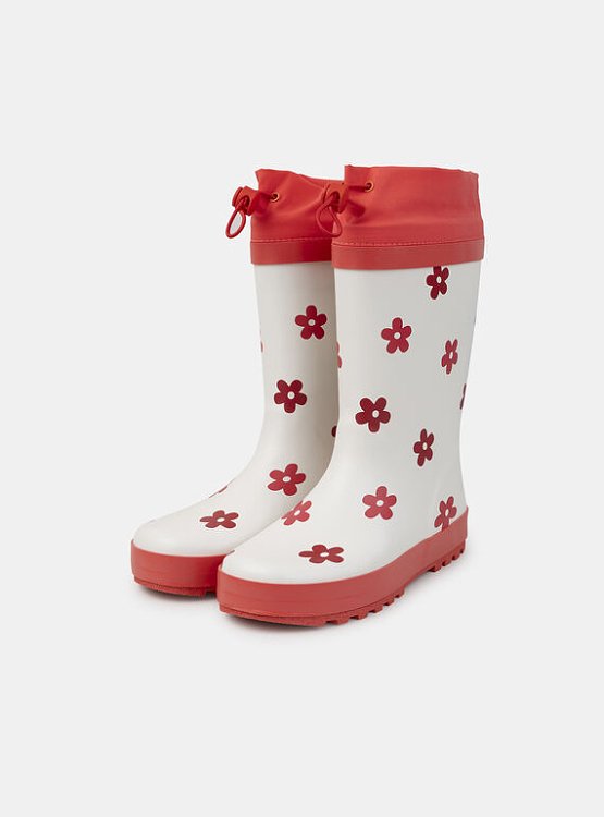 Παιδικές Γαλότσες για Κορίτσια Red Flowers (Μεγέθη 23-32) ΚΟΚΚΙΝΟ