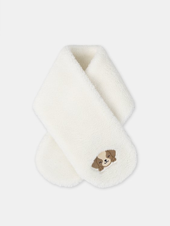SERGENT MAJOR Βρεφικό Κασκόλ για Αγόρια Fluffy Puppy ΛΕΥΚΟ