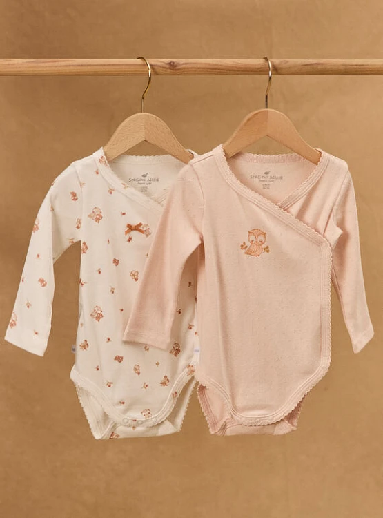 SERGENT MAJOR Σετ Βρεφικά Φορμάκια για Κορίτσια Cute Owls 2 τμχ ΡΟΖ