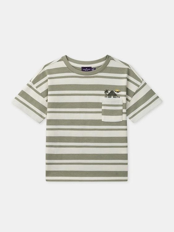 Παιδική Μπλούζα για Αγόρια Striped Chaki ΜΠΕΖ