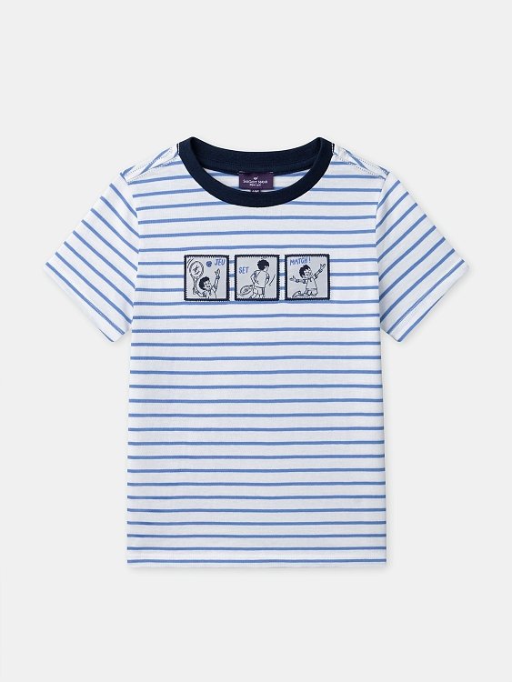 Παιδική Μπλούζα για Αγόρια Striped Ace ΛΕΥΚΟ