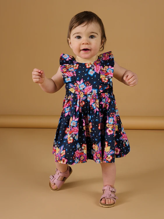 Βρεφικό Φόρεμα για Κορίτσια Navy Floral ΜΠΛΕ - DPAM - 