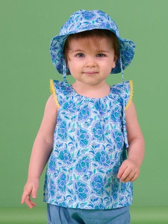 DPAM Βρεφικό Καπέλο για Κορίτσια Blue Floral ΜΠΛΕ