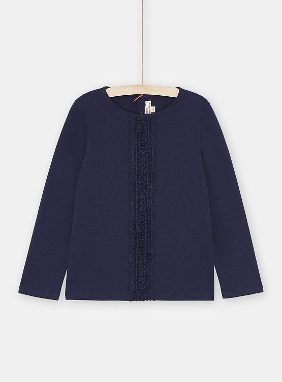Παιδική Μακρυμάνικη Μπλούζα για Κορίτσια Navy Blue Lace ΜΠΛΕ