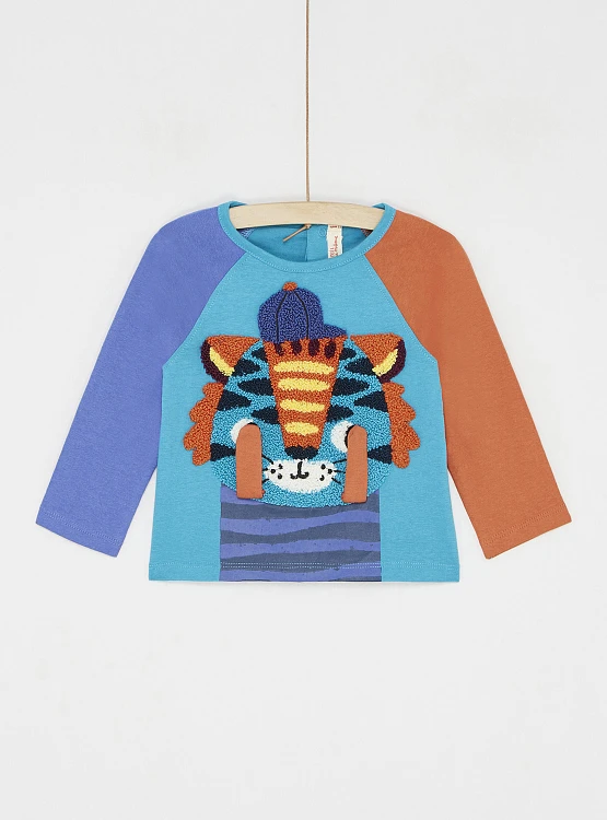 Βρεφική Μακρυμάνικη Μπλούζα για Αγόρια Multicolour Tiger ΤΥΡΚΟΥΑΖ - DPAM - 