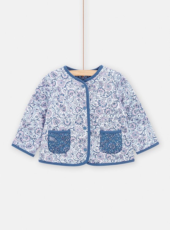 DPAM Βρεφική Ζακέτα για Κορίτσια διπλής όψης Blue Pattern ΛΕΥΚΟ
