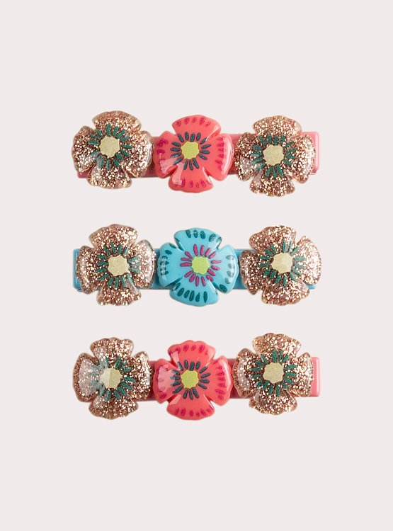DPAM Σετ Παιδικά Κοκκαλάκια για Κορίτσια Flower Power 3 τμχ ΠΟΛΥΧΡΩΜΟ