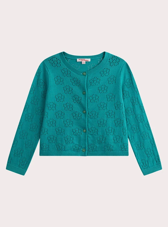 DPAM Παιδική Ζακέτα για Κορίτσια Turquoise Openwork ΤΥΡΚΟΥΑΖ