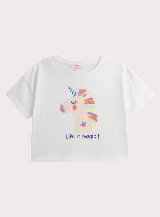 DPAM Παιδική Μπλούζα για Κορίτσια Magic Unicorn ΛΕΥΚΟ