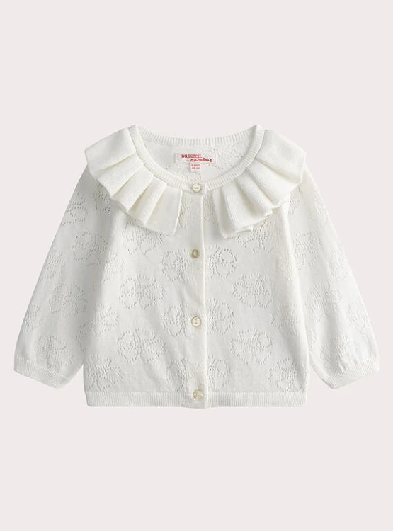 DPAM Βρεφική Ζακέτα για Κορίτσια Preppy White ΛΕΥΚΟ