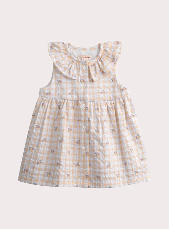 Βρεφικό Φόρεμα για Κορίτσια Floral Plaid ΛΕΥΚΟ