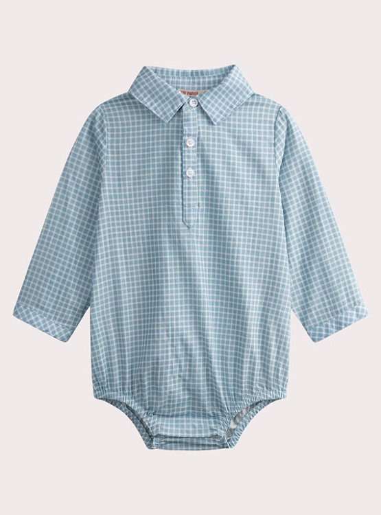 DPAM Βρεφικό Φορμάκι για Αγόρια Sky Blue Plaid ΜΠΛΕ
