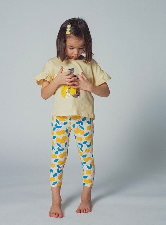 DPAM Παιδικό Κολάν για Κορίτσια Lemon Print ΛΕΥΚΟ