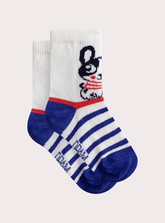 Βρεφικές Κάλτσες για Αγόρια Blue/White Frenchie ΛΕΥΚΟ - DPAM - 
