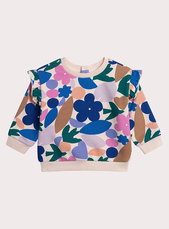 DPAM Βρεφικό Φούτερ για Κορίτσια Elegant Floral ΛΕΥΚΟ