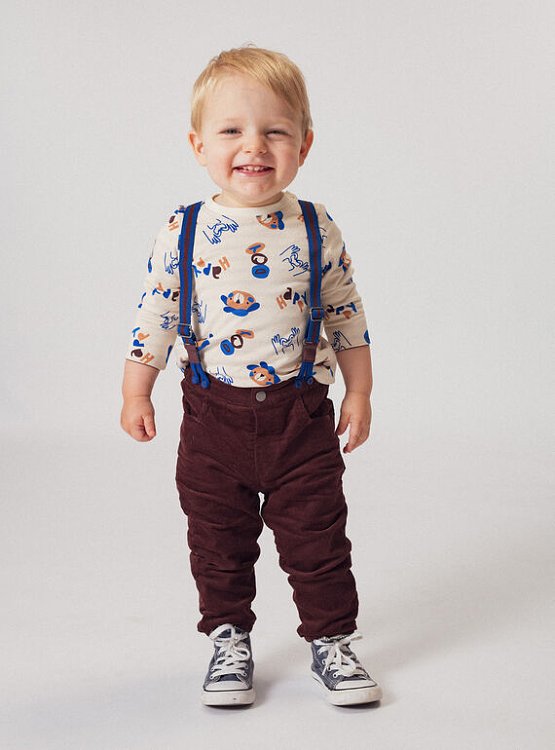 Βρεφικό Παντελόνι για Αγόρια Brown/Navy Corduroy ΚΑΦΕ - DPAM - 
