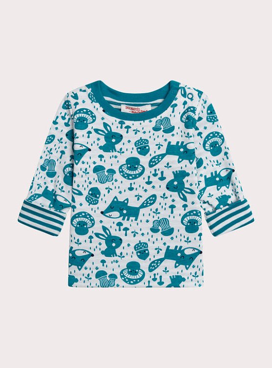 Βρεφική Μπλούζα για Αγόρια Dark Turquoise Pattern - 2 σε 1 ΛΕΥΚΟ - DPAM - 