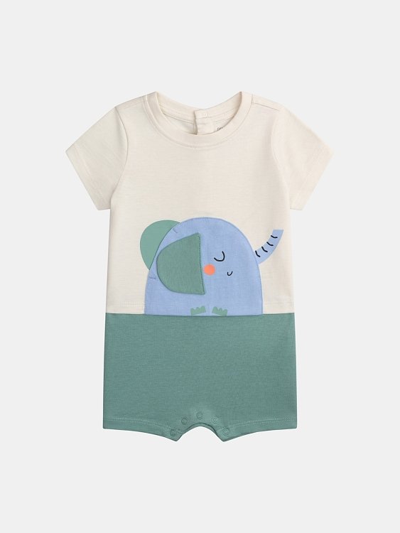 DPAM Βρεφική Ολόσωμη Πιτζάμα για Αγόρια Happy Elephant ΜΠΕΖ