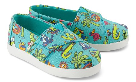 Βρεφικές Εσπαντρίγιες Toms για Αγόρια Aqua Blue Glow in the Dark Alligator (Μεγέθη 19,5-28,5)