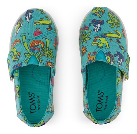 Βρεφικές Εσπαντρίγιες Toms για Αγόρια Aqua Blue Glow in the Dark Alligator (Μεγέθη 19,5-28,5)