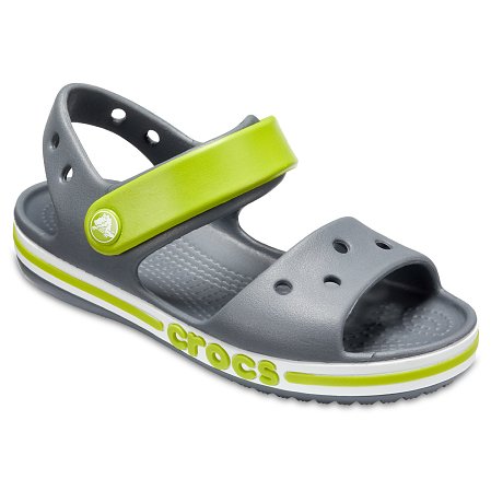 Crocs Crocband Παιδικά Σανδάλια Grey/Green (Μεγέθη 19-35)