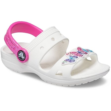 Crocs Crocband Παιδικά Σανδάλια για Κορίτσια White Butterfly (Μεγέθη 19-28)