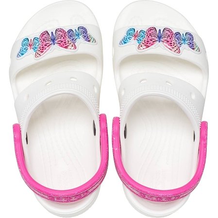 Crocs Crocband Παιδικά Σανδάλια για Κορίτσια White Butterfly (Μεγέθη 19-28)