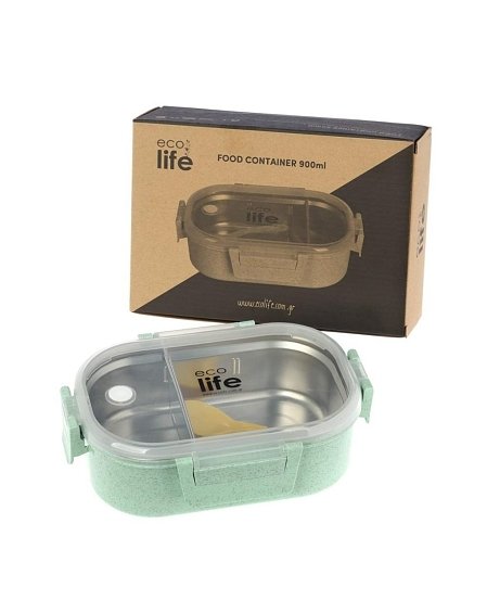 Παιδικό Ανοξείδωτο Δοχείο Φαγητού Ecolife Inox Light Green με Χωρίσματα 900ml