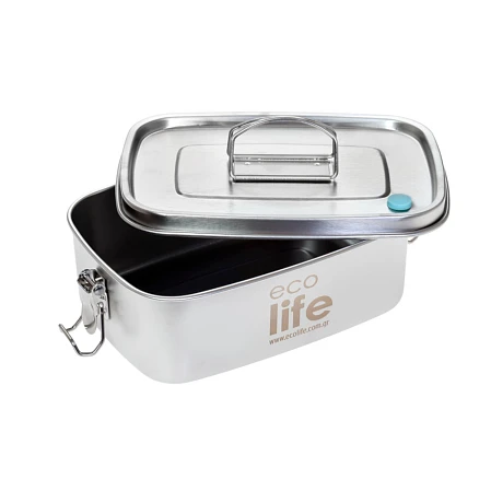 Παιδικό Ανοξείδωτο Δοχείο Φαγητού Ecolife Inox Ασημί 1lt Μονού Τοιχώματος