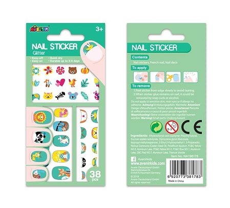 AVENIR Αυτοκόλλητα Νυχιών Ζωάκια 38 τμχ
