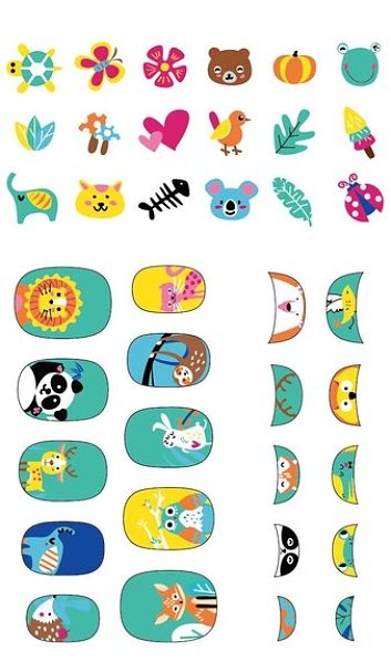 AVENIR Αυτοκόλλητα Νυχιών Ζωάκια 38 τμχ