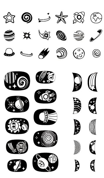 AVENIR Αυτοκόλλητα Νυχιών Space Glow in the Dark 38 τμχ