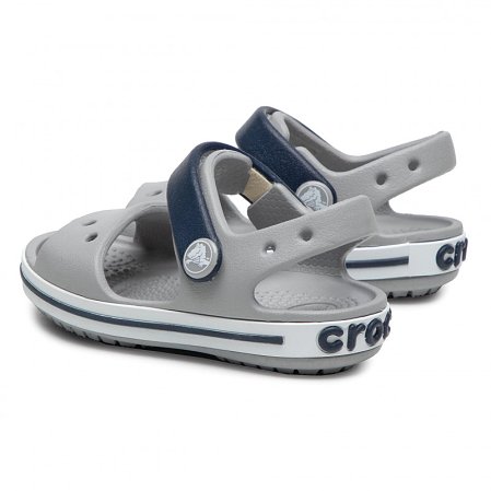 Crocs Crocband Παιδικά Σανδάλια Grey/Navy (Μεγέθη 19-35)