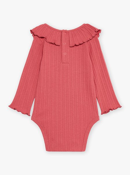 Βρεφικό Μακρυμάνικο Κορμάκι για Κορίτσια Dusty Rose Rib