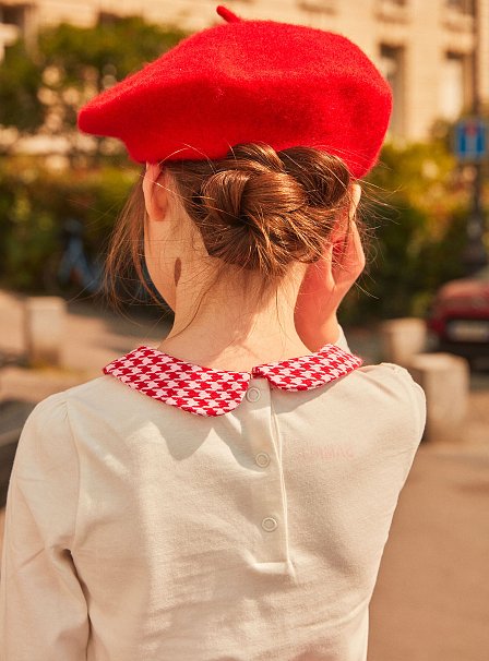 Παιδική Μακρυμάνικη Μπλούζα για Κορίτσια Sergent Major Λευκή με Γιακά Καρό