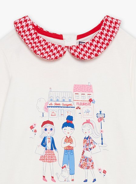 Παιδική Μακρυμάνικη Μπλούζα για Κορίτσια Sergent Major Λευκή με Γιακά Καρό