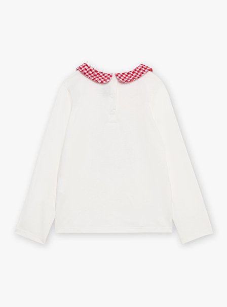Παιδική Μακρυμάνικη Μπλούζα για Κορίτσια Sergent Major Λευκή με Γιακά Καρό