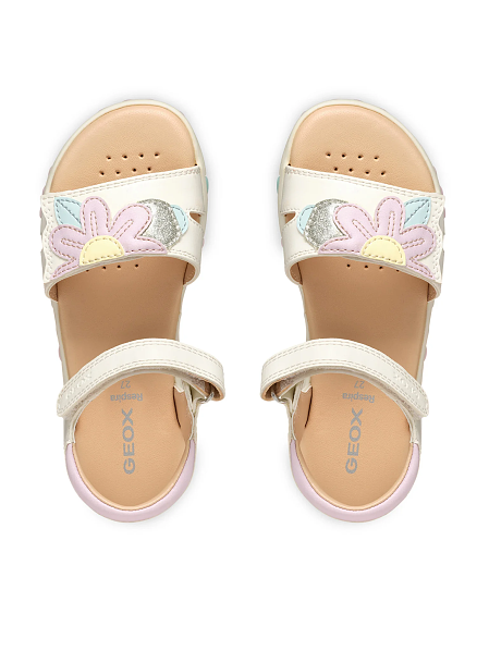 Παιδικά Σανδάλια Geox Haiti για Κορίτσια White Flowers (Μεγέθη 25-35)