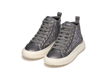 Παιδικά Παπούτσια Geox Laquinny για Κορίτσια Grey Sparkles (Μεγέθη 28-36)