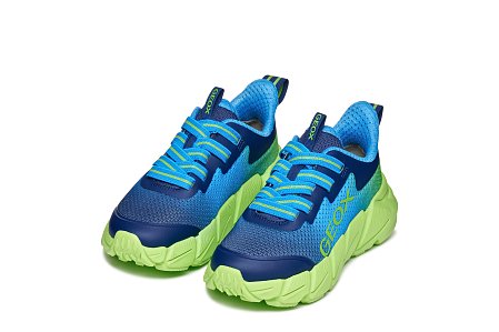 Παιδικά Παπούτσια Geox Flexyper Fast για Αγόρια Light Blue/Lime (Μεγέθη 28-36)
