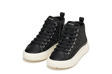 Παιδικά Παπούτσια Geox Laquinny για Κορίτσια Black Glitter (Μεγέθη 28-36)