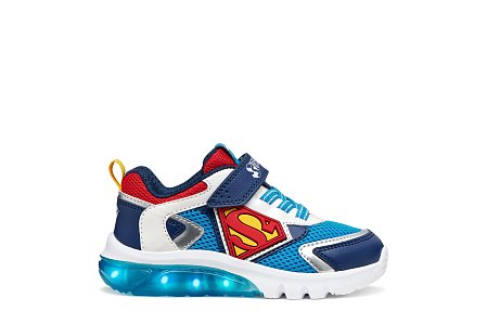 Παιδικά Παπούτσια Geox Ciberdron για Αγόρια Superman Light Blue/Red (Μεγέθη 25-33)